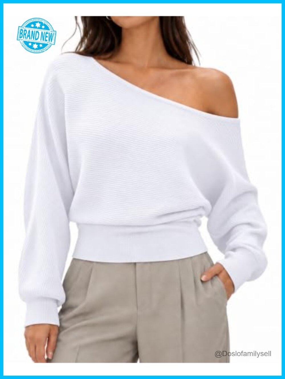 Cashmere Blend Oversized Off Shoulder Knit Pullover Sweater Boat Neck